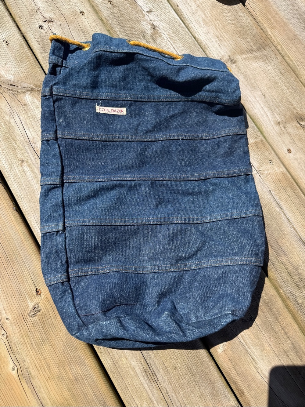 Vintage Denim Bucket Bag Drawstring Rope Blue Jean Tote Y2K Style